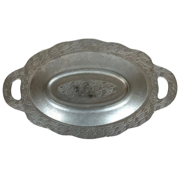 Wilton Armetale Sweetgrass Small Oval Serving Tray Pewter 14x7.5 Discontinued - Picture 6 of 7